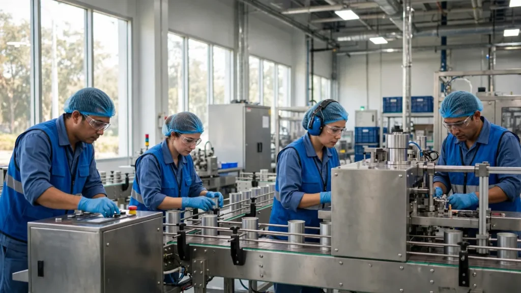 Fasilitas produksi pabrik untuk company profile manufaktur