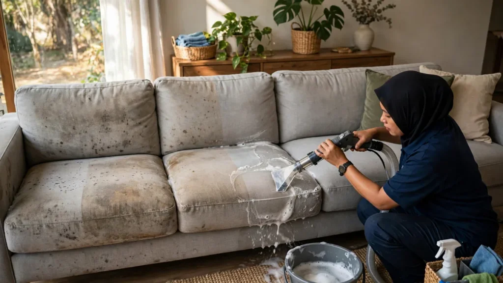 Contoh website cleaning service untuk jasa cuci sofa di rumah