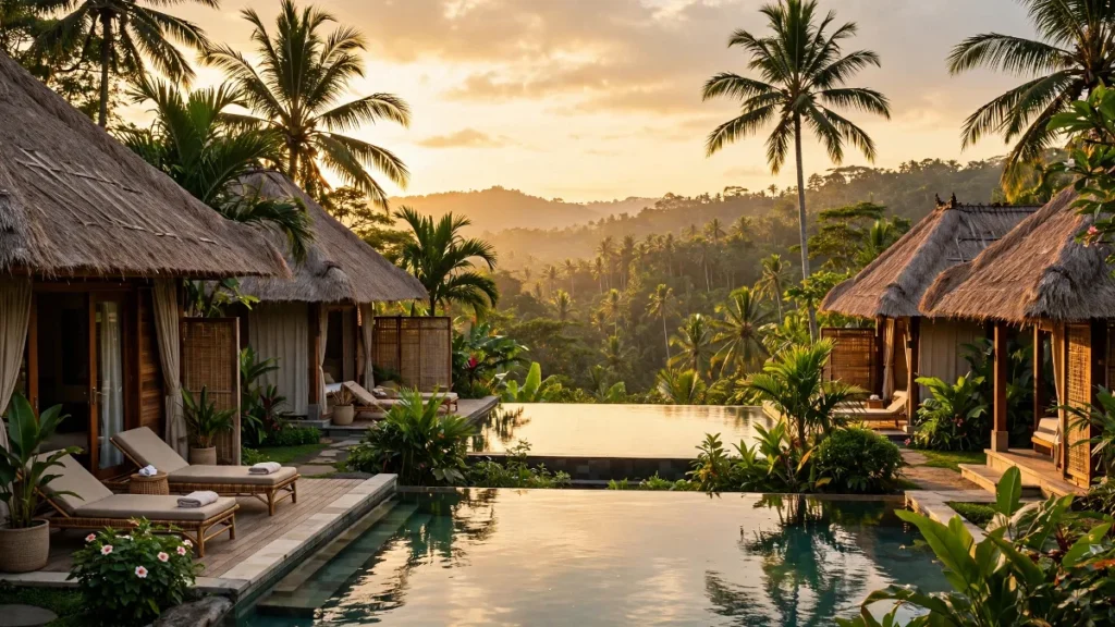 Resort dengan villa dan kolam, inspirasi contoh website hotel