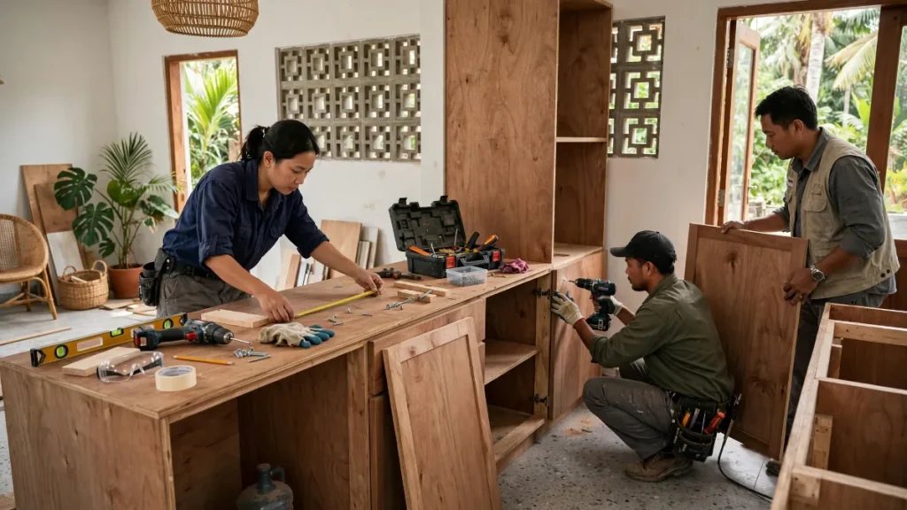 Pemasangan kitchen set, contoh website kontraktor interior