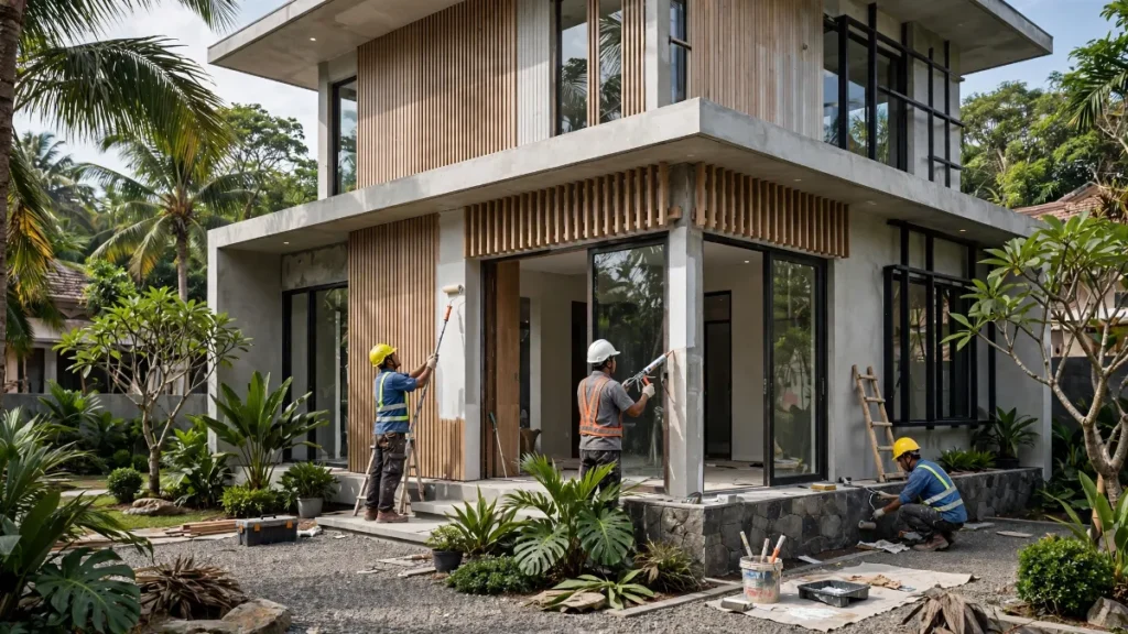 Proyek rumah selesai sebagai portofolio di contoh website kontraktor