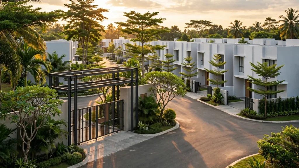 Kawasan perumahan baru, ilustrasi contoh website properti developer