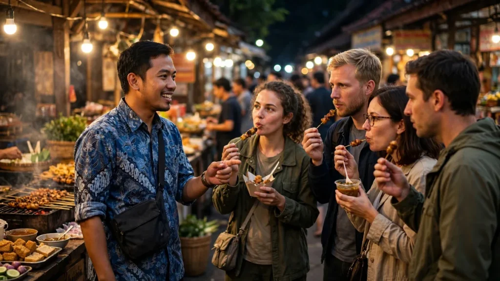 Contoh website tour guide untuk tur kuliner pasar malam