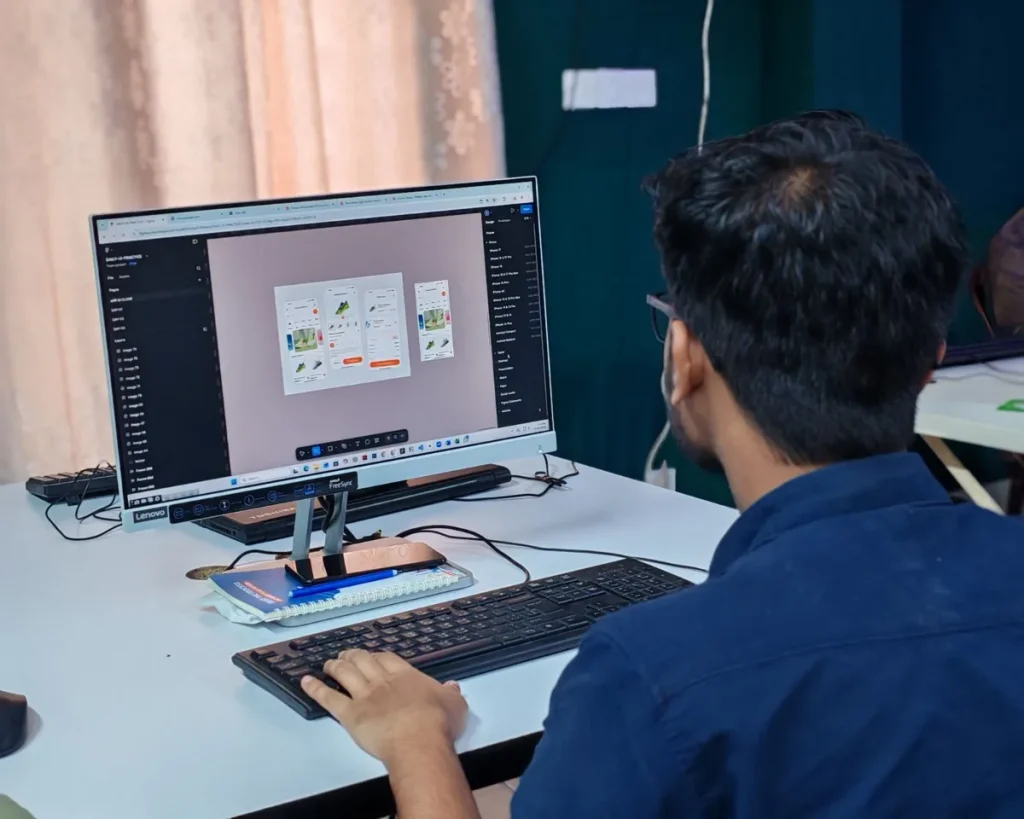 Desainer menyusun tampilan halaman di editor WordPress