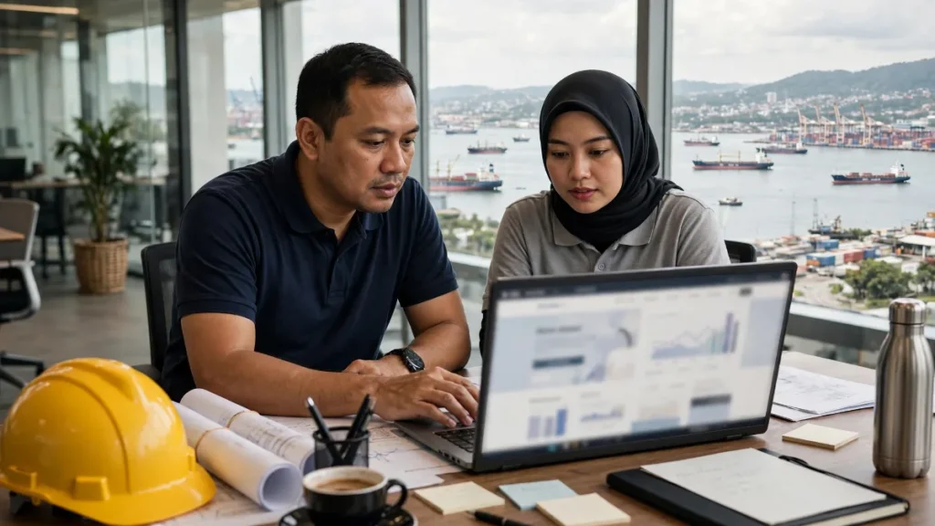 Direktur kontraktor di Balikpapan meninjau proposal harga website