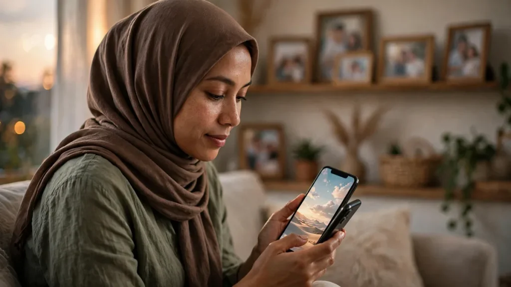 Calon jamaah membuka halaman paket dari iklan travel umroh
