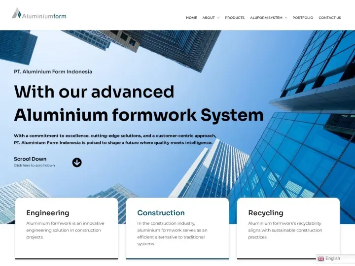 Contoh website aluminiumform.co.id buatan Bikinwebsite.co