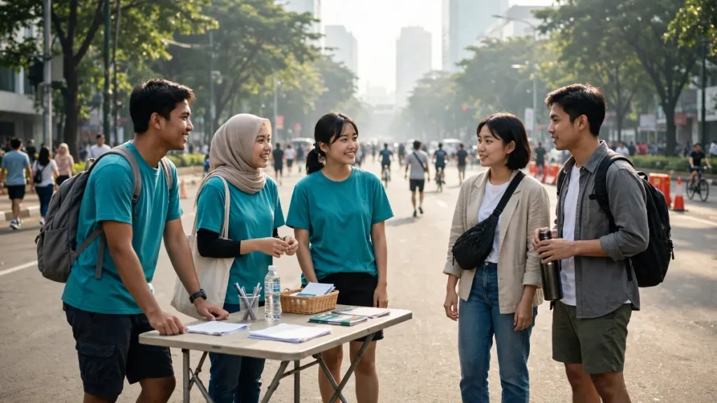 Promosi organisasi lewat booth open recruitment di car free day