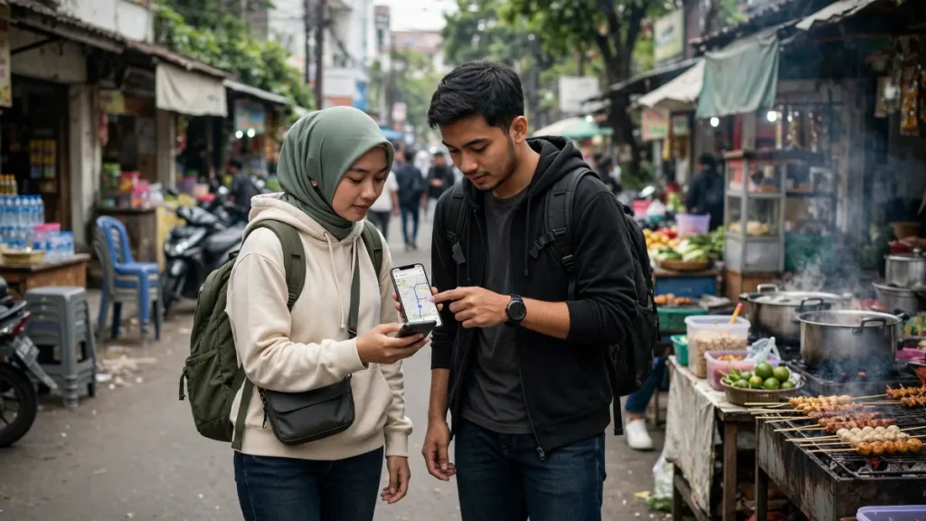 Mahasiswa mencari layanan terdekat, contoh pencarian SEO lokal Depok