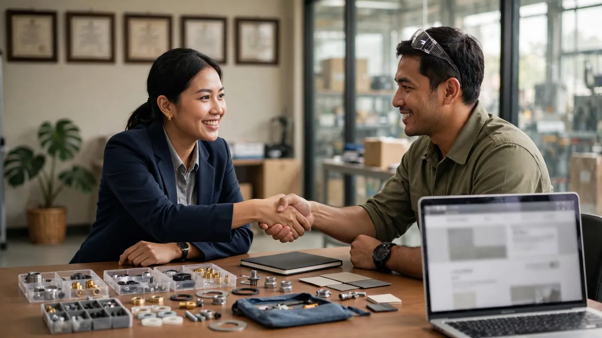 Buyer B2B dan sales engineer pabrik sepakat setelah membandingkan website manufaktur