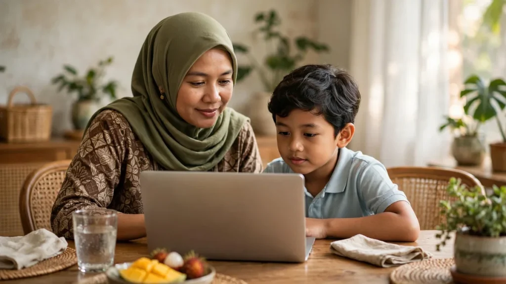 Orang tua mengisi formulir PPDB online di website sekolah