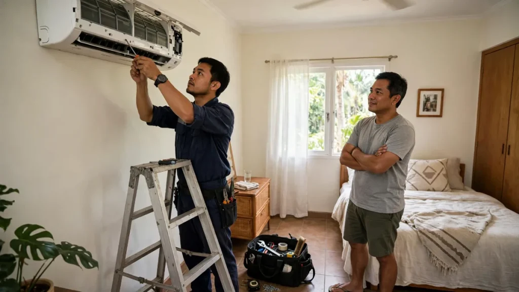 Website teknisi panggilan untuk servis AC di rumah pelanggan