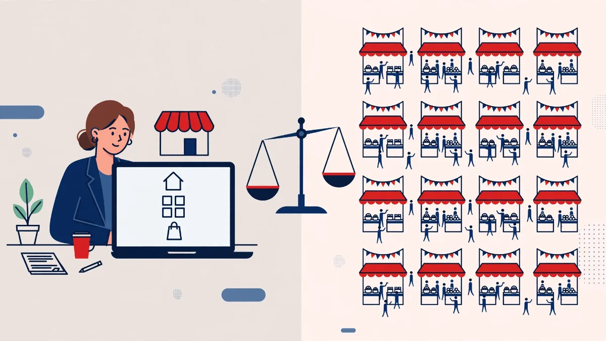 Ilustrasi website vs marketplace