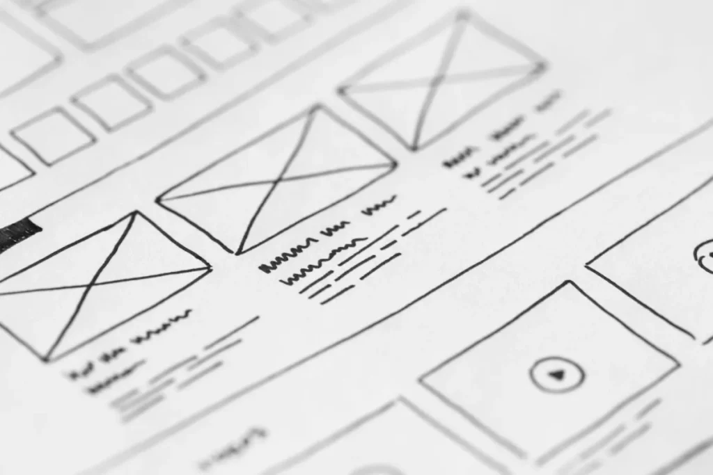 Sketsa wireframe untuk menghitung biaya redesign website